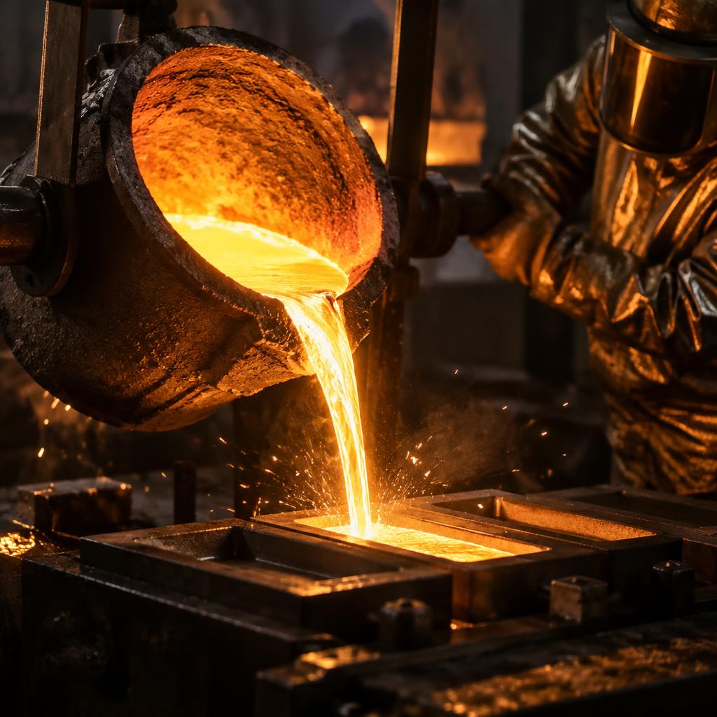 Molten gold being poured